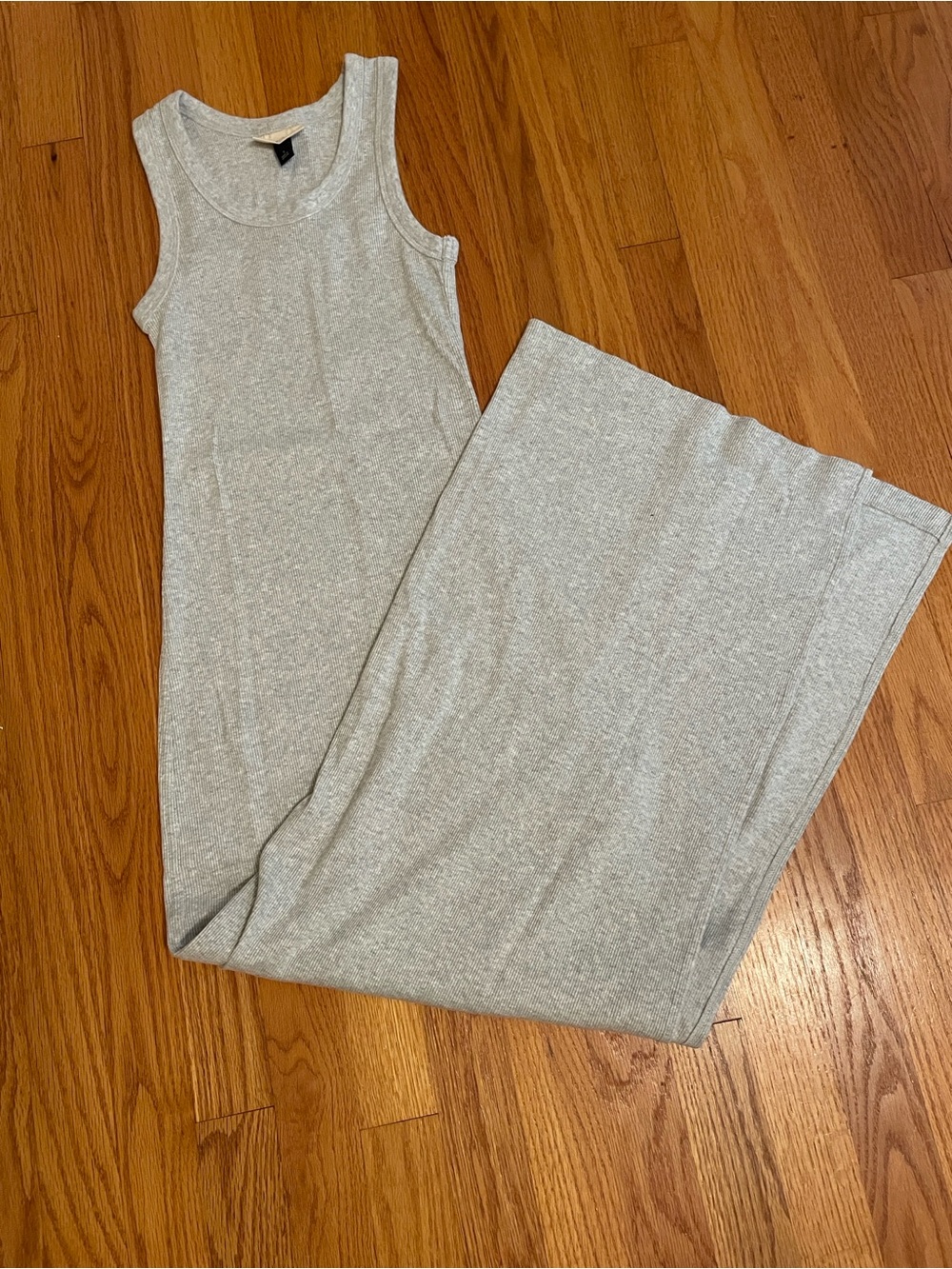 Universal Thread Light Gray Ribbed Maxi Tank Dress